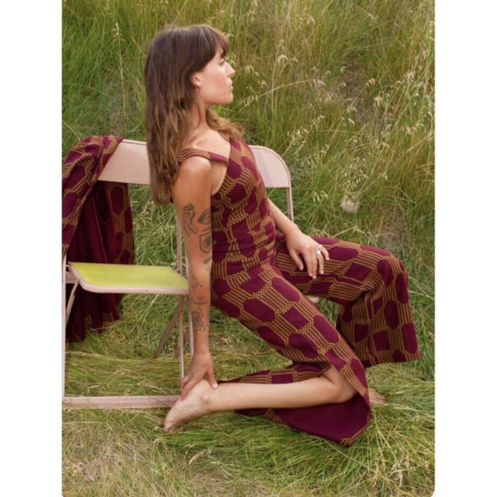 Paloma Wool SanJuan High Waisted Linen Wide Leg Geometric Pants